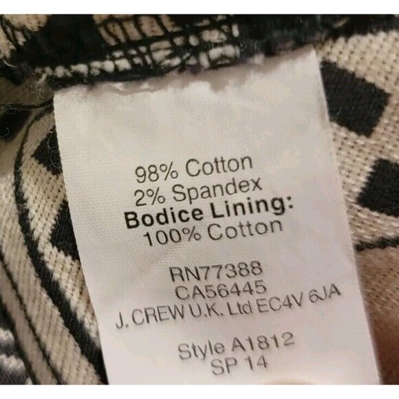 J Crew Sheath Dress Size 6 Aztec Tan Black Tribal Knee Length Boho Zig Zag - Picture 5 of 7